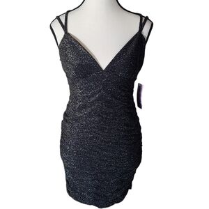 Wild Fable NEW ruched metallic sparkle strappy cocktail party mini dress size XS
